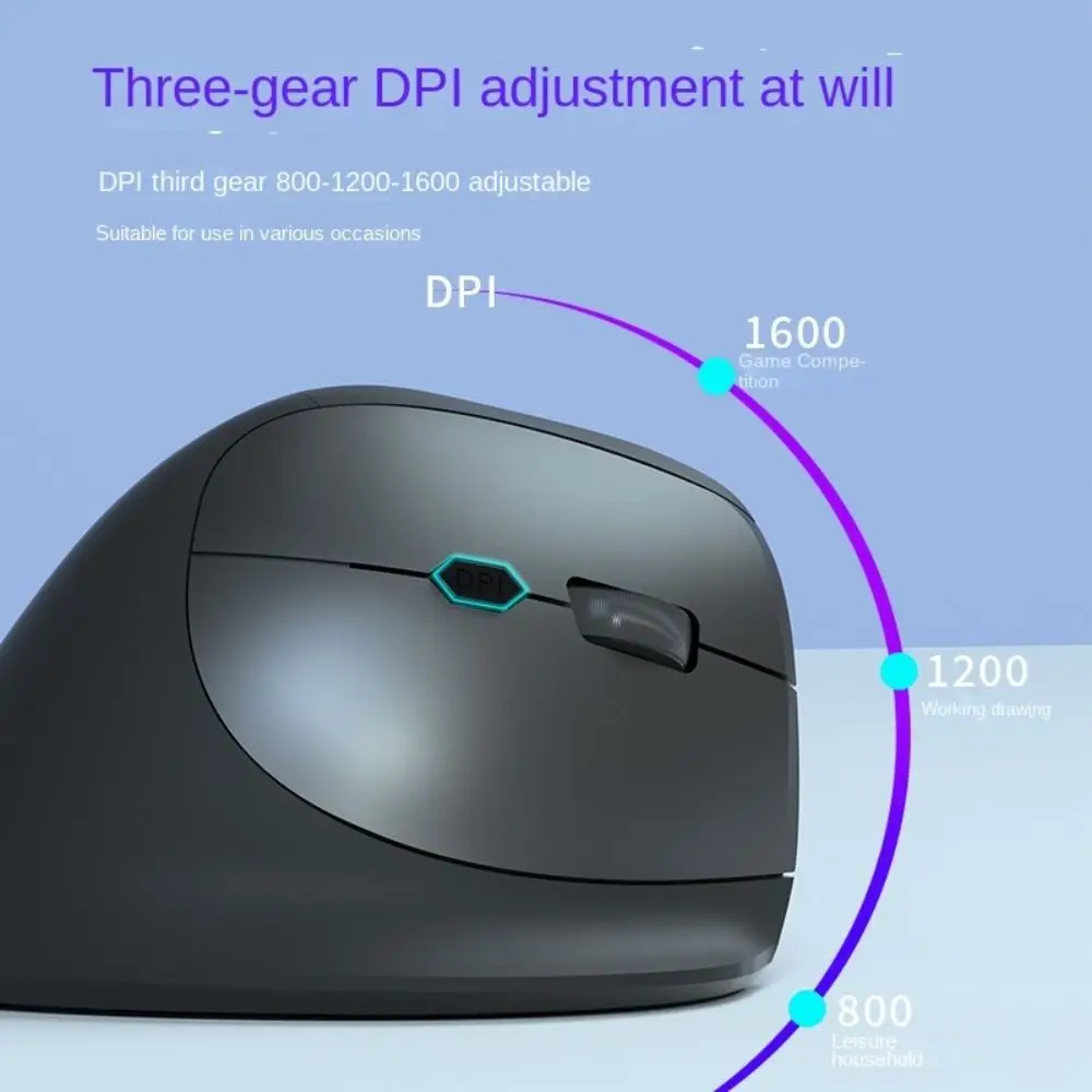 Fashion 2.4G Vertical Mouse 6 Mute Buttons Keysensitive Ergonomic Optical Mouse Relax Comfortable Gaming Mice School