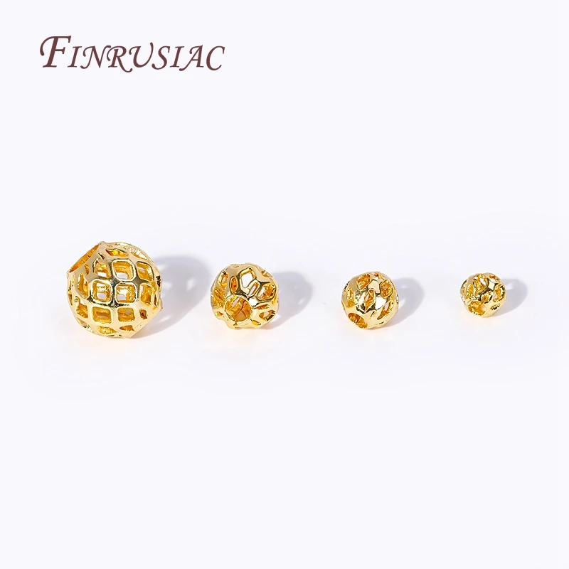 4/5/6/8MM Messing Runde Hohl Spacer Perlen 18K Gold Überzogene Separator Perlen armband Perlen Hohe Qualität DIY Schmuck Zubehör – Detail 12
