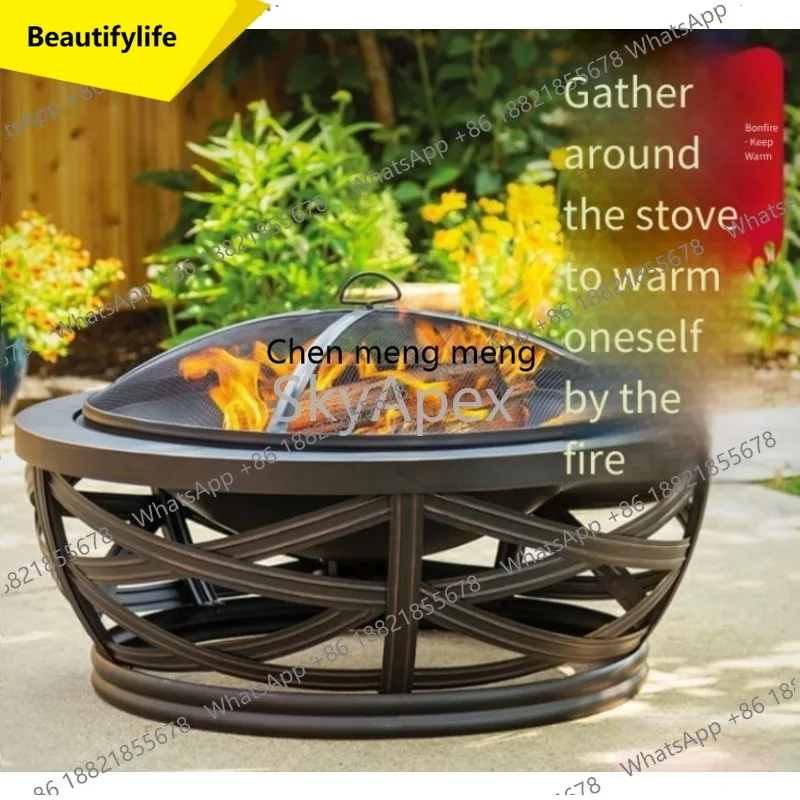 A55 Durable Iron Garden Patio Fire Pit Bowl - Rustproof Heavy Duty Safe Perfect for  Family Gathering Evening Warmth & Outdoor D