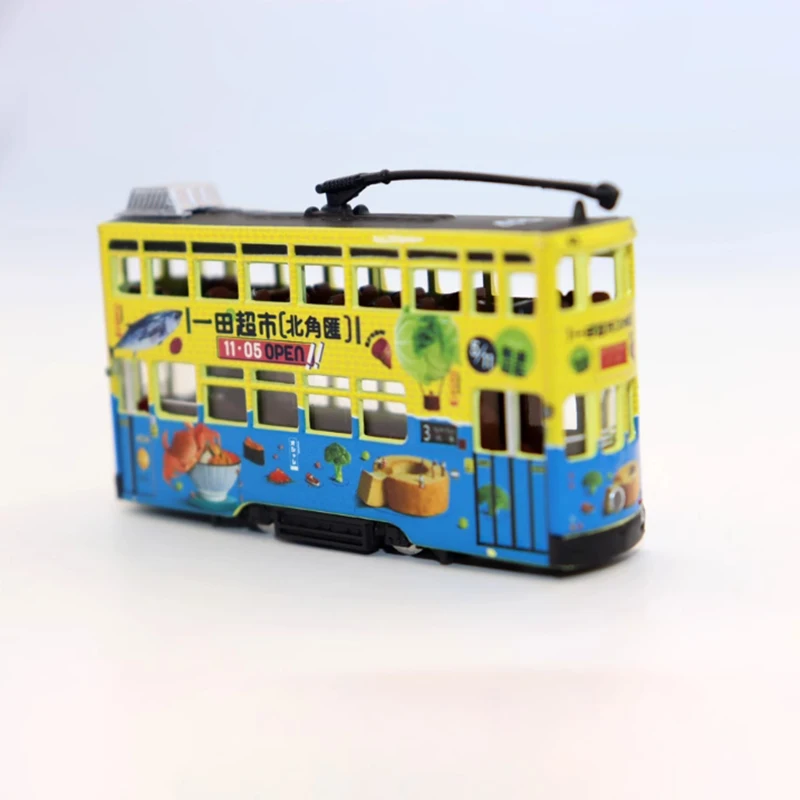 Diecast Alloy 1:87 Scale Hong Kong Double Decker Tram Buses Cars Model Adult Toys Classic Ornaments Souvenir Gift Static Display