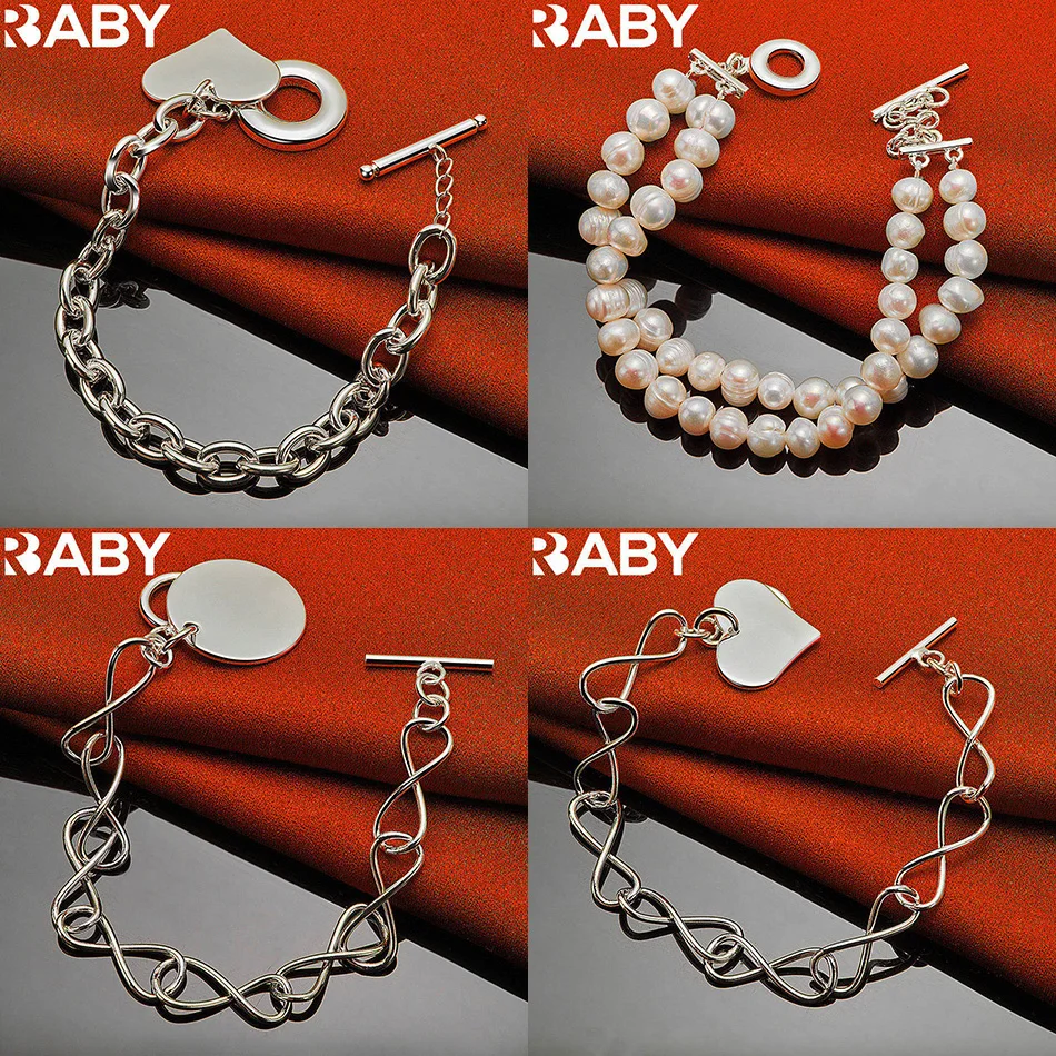 

URBABY 925 Sterling Silver Design Bracelets For Women Men Charm Trend Birthday Gifts Fashion Party Fine Jewelry