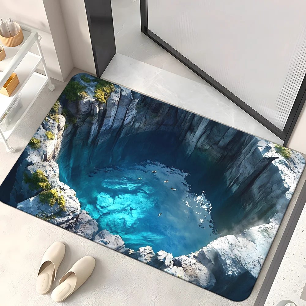 

3D Коврик для бассейна Cliff: Коврик для ванной с оптической иллюзией для ванной комнаты | Креативный домашний декор | Коврики с визуальным эффектом глубокого океана