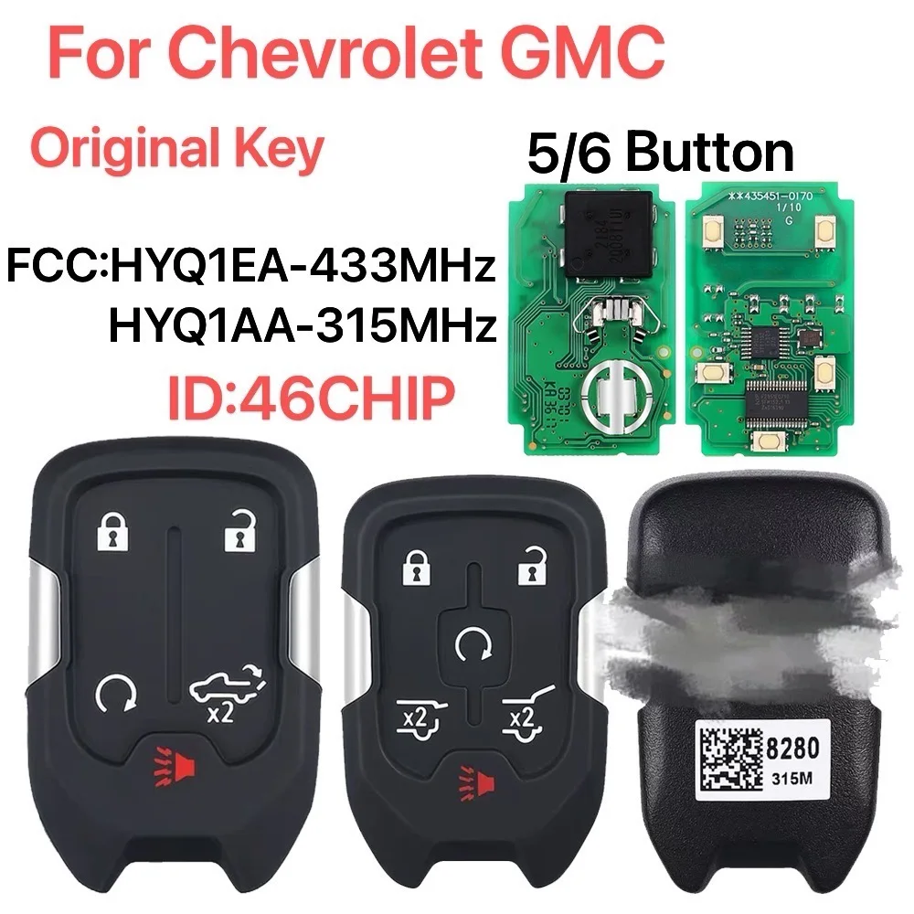 

Leo FCC:HYQ1EA/HYQ1AA 315/433MHz ID:46CHIP Smart Remote Key For Chevrolet Suburban Tahoe GMC Acadia Terrain Series original key.