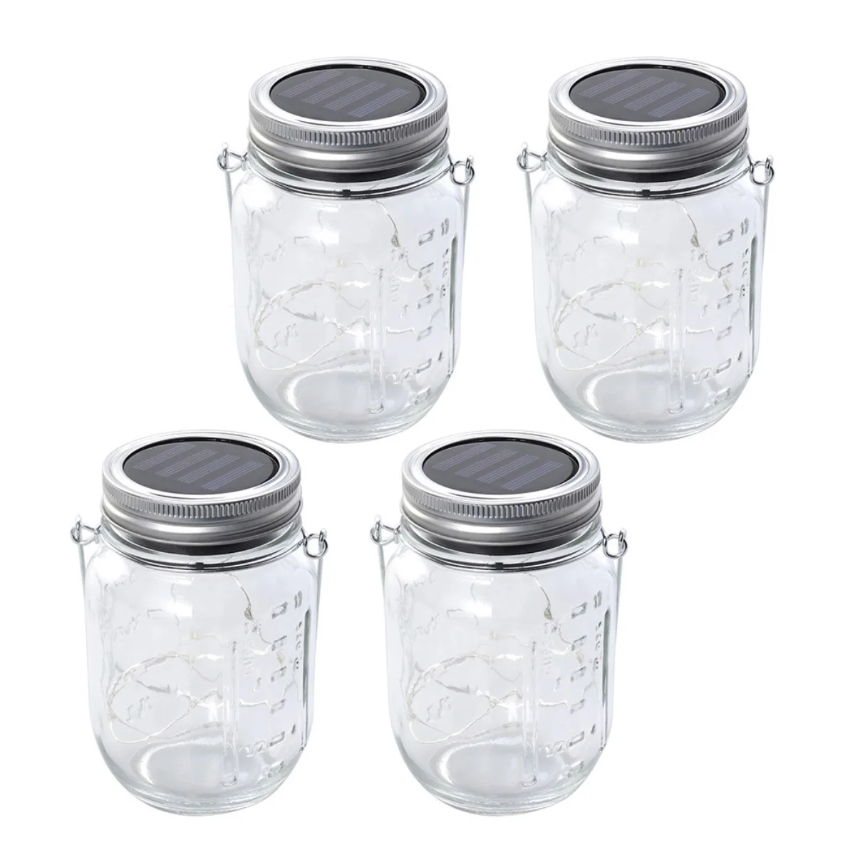 

4pcs Solar Jar Lights Waterproof Garden Yard String Fairy Lamps Decoration Cold White Powered Automatic Charging