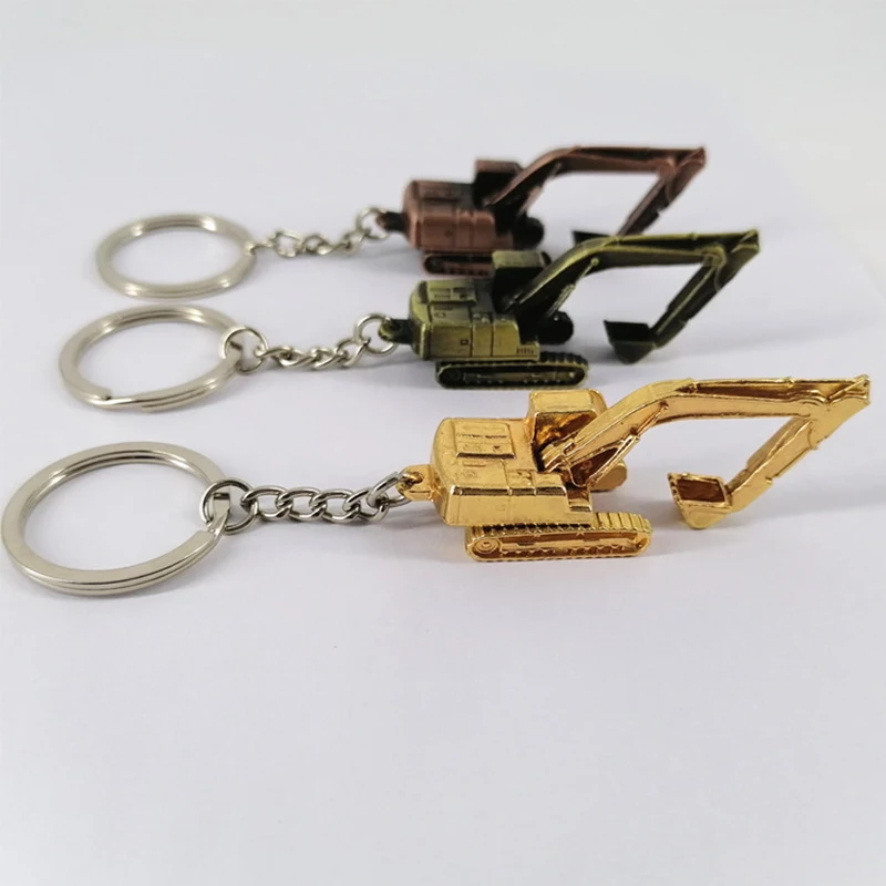 Creative Alloy 3D Three-dimensional Excavator Keychain Pendant Accessory Gift Car Accessories Trendy Charm for Girls