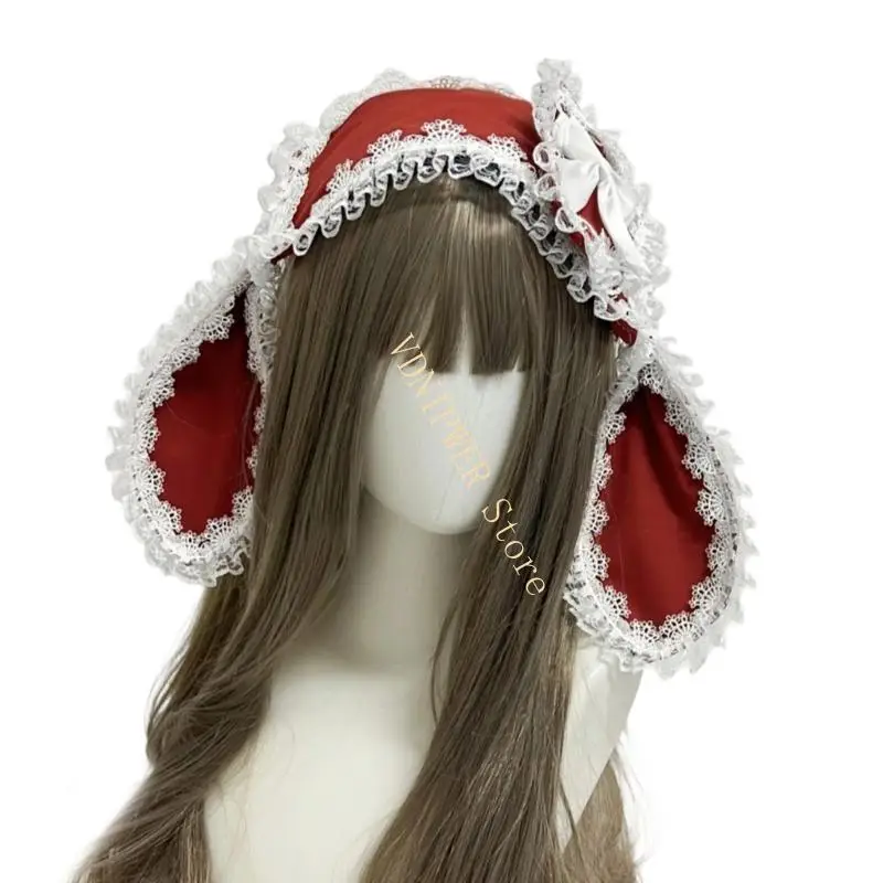 adorkable Rabbits Lace Headpiece for Pross Hirtbands Hairbands Fun head easter hair for children d08e