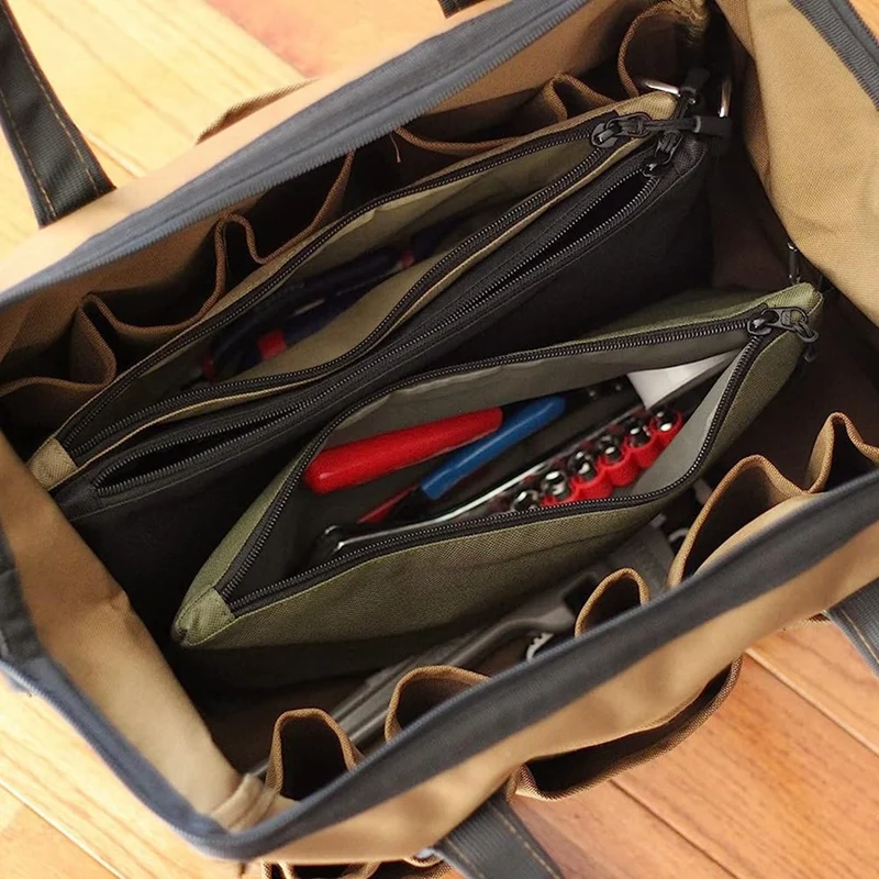 Bolsa de herramientas con cremallera, bolsa de herramientas, bolsa de almacenamiento multiusos, bolsa de herramientas resistente con cremallera para herramientas, estacionaria duradera, 2 uds.