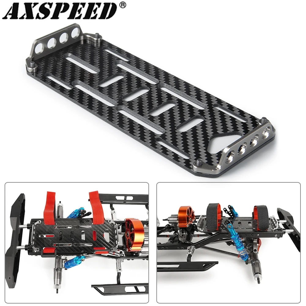 AXSPEED Carbon Fiber Battery Mounting Plate Tray 62x153mm for Axial SCX10 90046 D90 Tamiya CC01 1/10 RC Crawler Car Parts