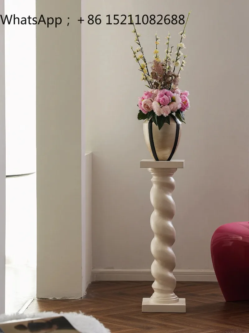 SCY medieval spiral base sculpture table cream wind white flower stand art column decorative floor ornament
