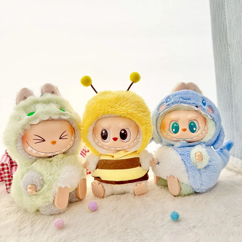 

Одежда Labubu, подходящая Labubu V1V2, костюм динозавра в виде акулы, меда, комплект с капюшоном, милый мультяшный креативный дизайн, детские подарочные игрушки
