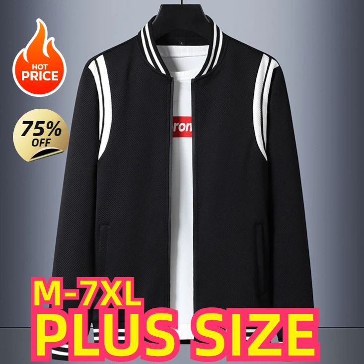 45-120KG Large Size Men's and Autumn New Fashion Sports Loose Comfortable Coat Casual Breathable High-Quality Jacket M-7XL 6XL