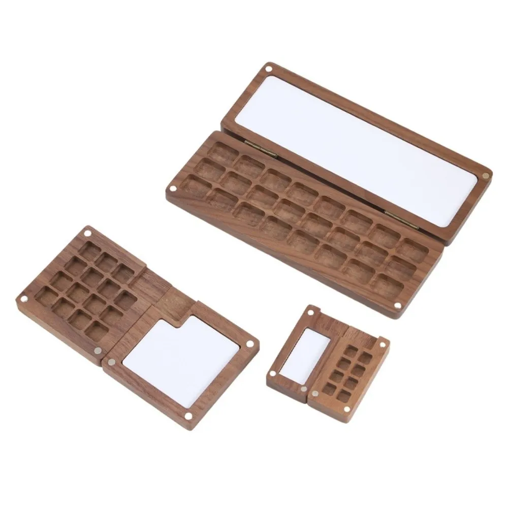 Mini Watercolor Painting Case 24 Grids Wooden Watercolor Paint Box Magnetic Lid Gouache Paint Storage Artist Travel Palette