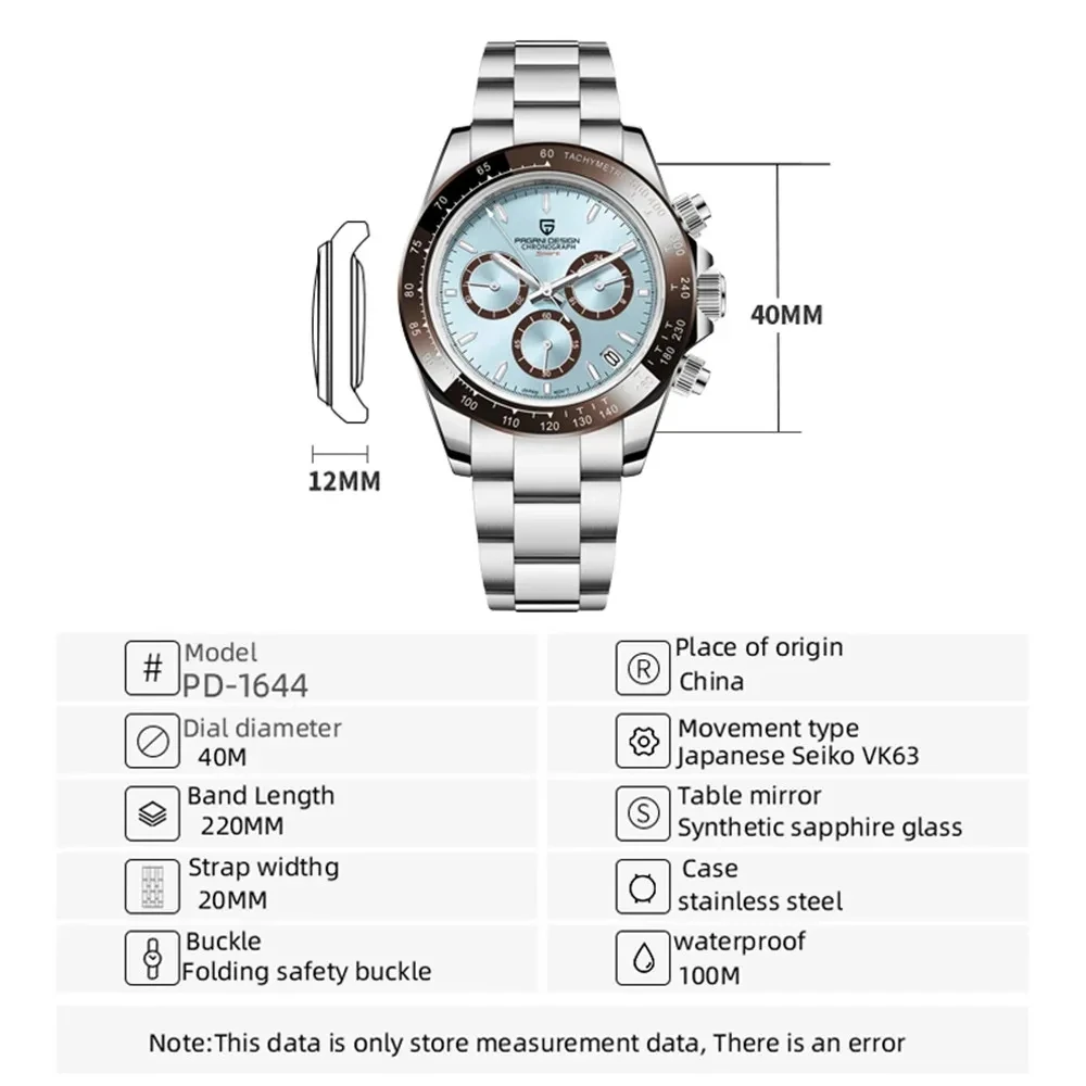 PAGANI DESIGN 2023 Mens Quartz Watches Mens VK63 Chronograph Sports Watch For Men Automatic Stainless Steel Sapphire Waterproof