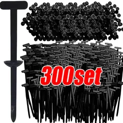 300PCS Nylon Universal Cable Tie Buckle Heavy Duty Self-Locking Zip Ties Holder with Pin Fasteners Car Body UV Resistant Zipties
