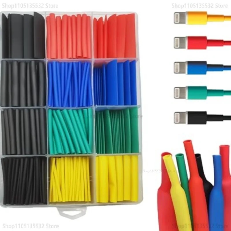 127/165/328/560/650/800pcs Heat Shrink Tubing kit 2:1 Shrinkable Wire Shrinking Wrap Wire Connect Cover Cable Repair Protection