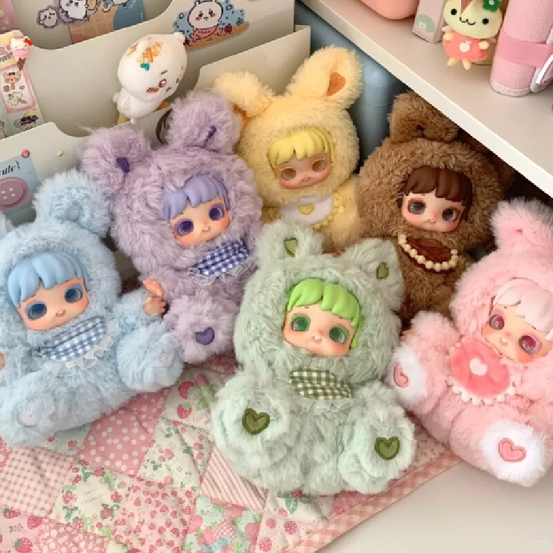 本物のミアナおやすみバニーシリーズブラインドボックスかわいい毛皮の人形ギフトミステリーボックスアクションフィギュアカスタマイズされた潮の装飾ペンダント