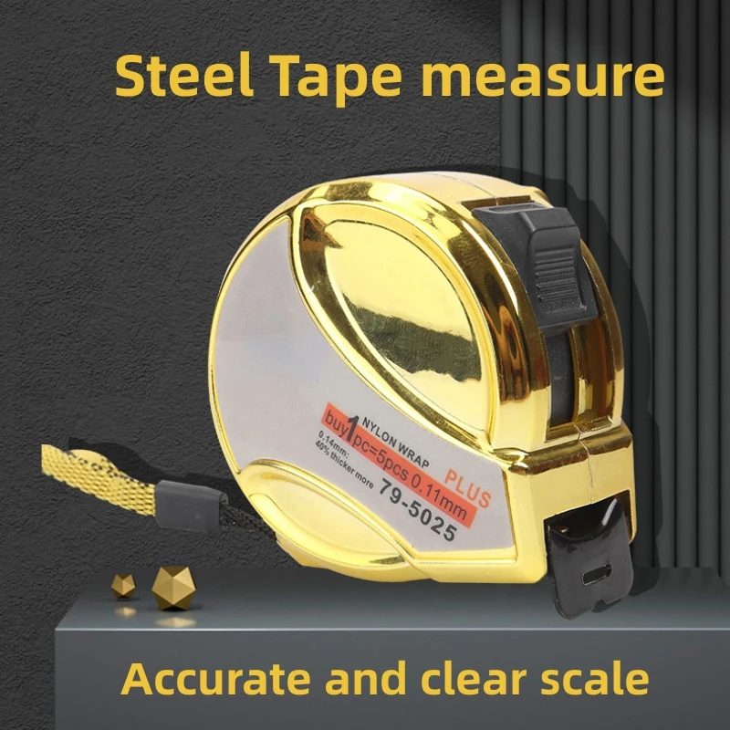 Waterproof and Wear-resistant Measuring tape Tools Metric Steel Tape measure retractable Case is made of SUV Plated Gold which