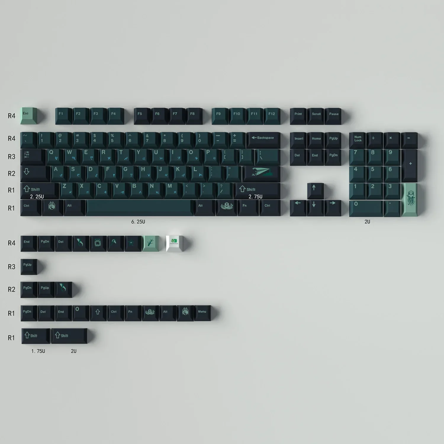 GMK Terror Below Cherry Profile PBT Keycap DYE-SUB English Custom Personality Keycaps For Mechanical Keyboard 61/64/68/75/84