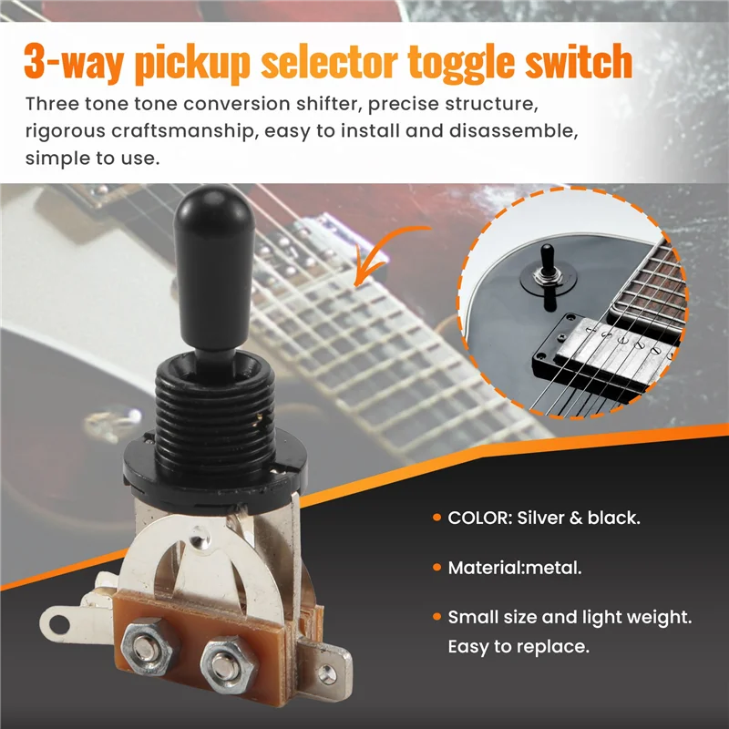 Selector de pastilla de guitarra recta corta métrica de 3 vías, perilla de interruptor de palanca para piezas de guitarra eléctrica Epiphone Lp Les Paul (paquete