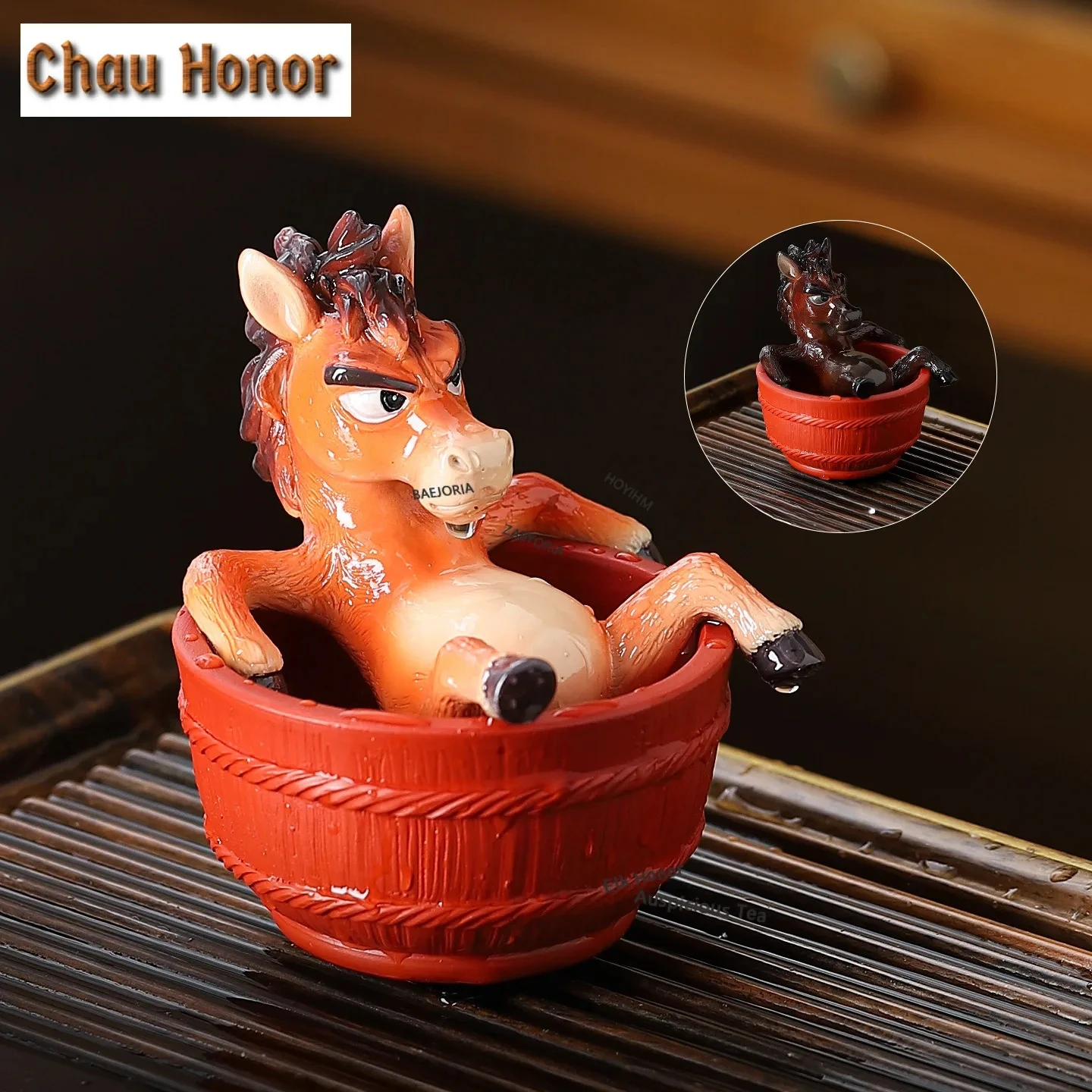 

Resin Color-changing Tea Pet Bath Horse Animal Sculpture Tea Table Decoration Zen Tabletop Ornaments Exquisite Tea Accessories
