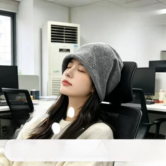 Office Ladies Sleep Cap Large Head Size Anti-Wind Hat Cotton Princess Style Air Conditioned Room Use Hair Mess Preventing Fac...