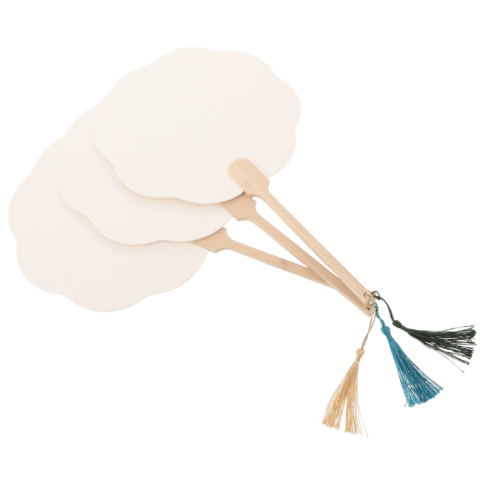 

3pcs DIY Blank Painting Fans Handheld Craft Kit Toy Coloring Chinese Style Rice Paper Petal Shape Foldable