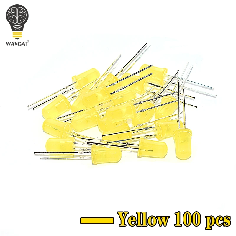 100PCS 5MM F5 LED Diode 5 mm Light Assorted Kit Green Blue White Yellow Red COMPONENT DIY kit