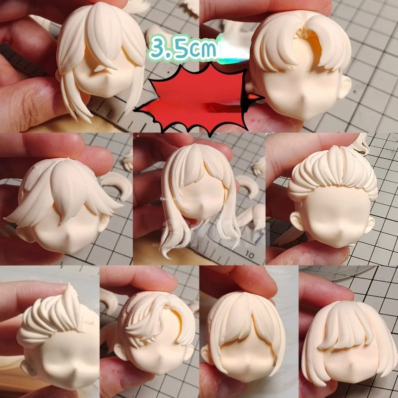 Mirosie Hair Silicone Mold 3d Face Decoration Polymer Clay Tool DIY Cartoon Doll Hair Model Baby Face Silicone Cake Mold