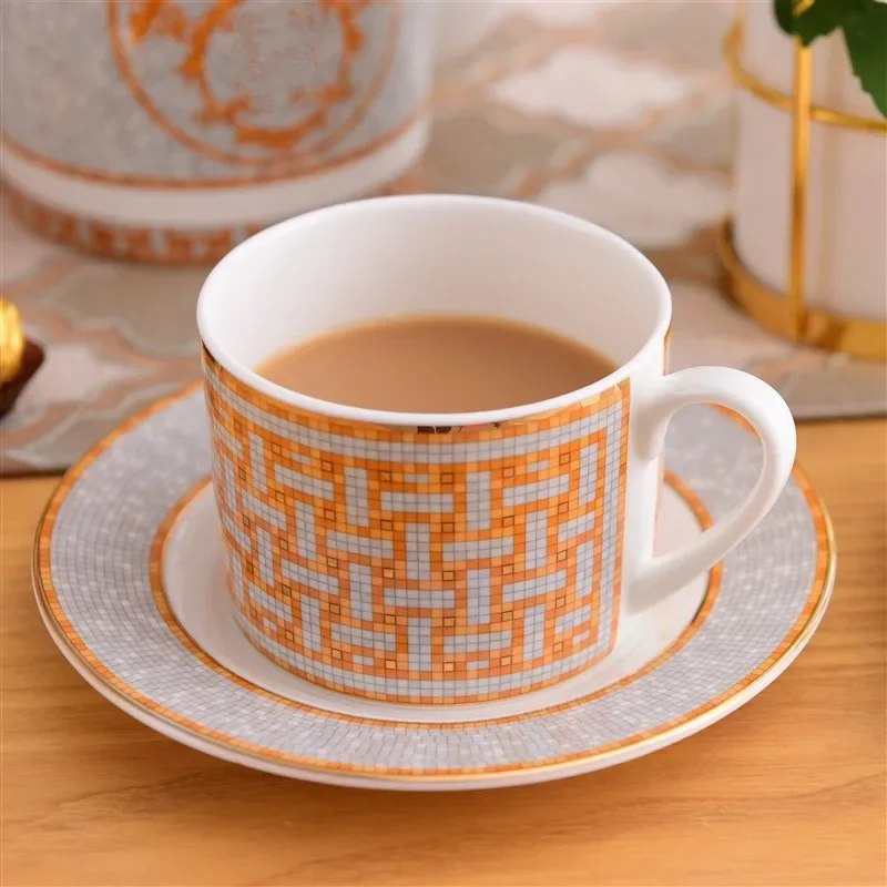 New European Bone China Coffee Cups And Saucers Tableware Coffee Milk Mug Plates Dishes Afternoon Tea Drinkware With Gift Box