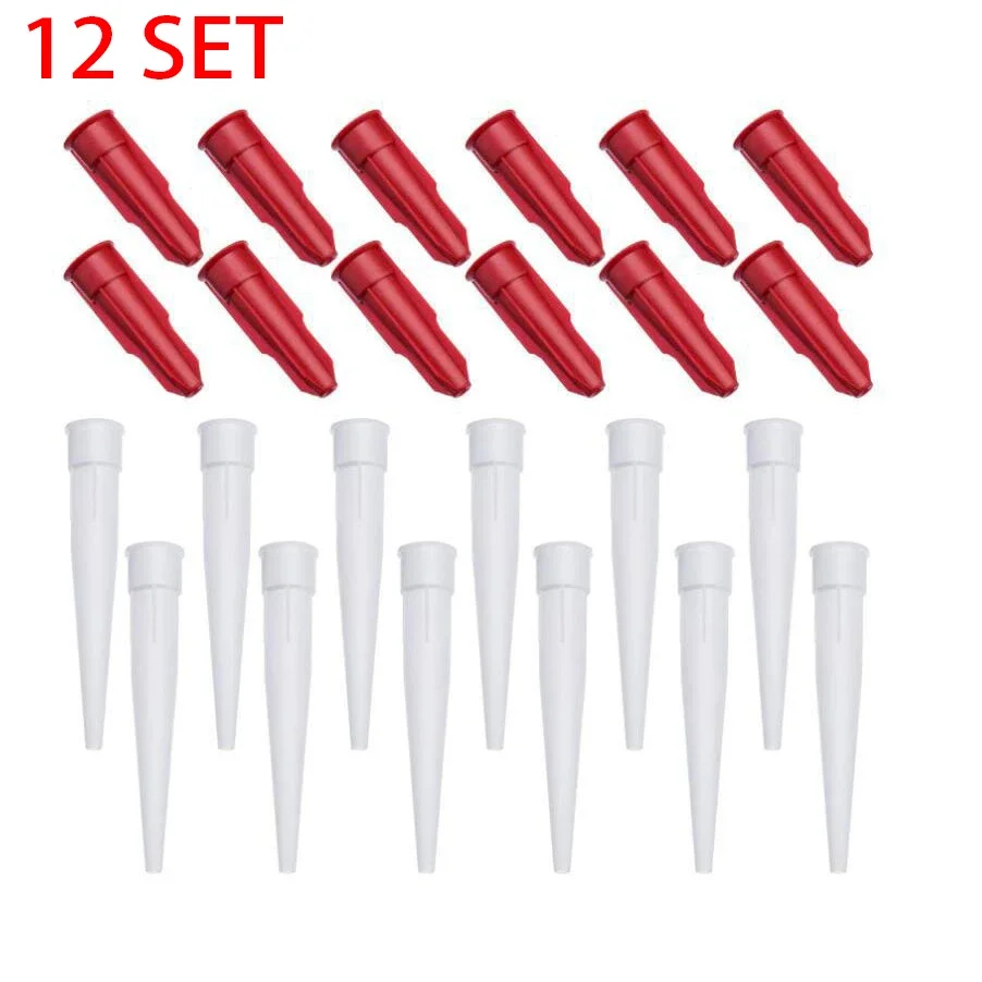 12pcs Mastic Silicone Sealant Spare Nozzles Plastic Sealant Scraper Tool Caulking Gun Nozzles Glass Glue Caulking Tip Applicator