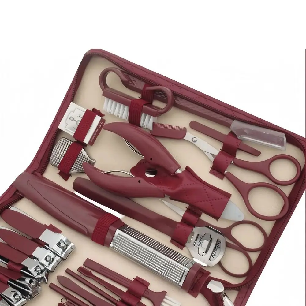 

42 шт. маникюрный набор из нержавеющей стали с застежкой-молнией, кожаная сумка, набор для стрижки ногтей, инструменты для ухода за ногтями из нержавеющей стали