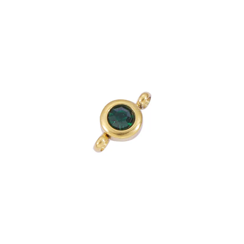 12Pcs Stainless Steel Birthstone Month Pendant Connector Colorful Zircon Charms for Jewelry Making DIY Necklace Accessories view 6