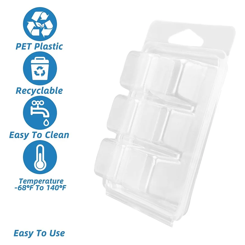 

AEE2-100 упаковка форм для розплавких воска, 6-полая прозрачная пустая пластиковая квадратная и в форме сердца кубик-контейнер для расплава воска для DIY