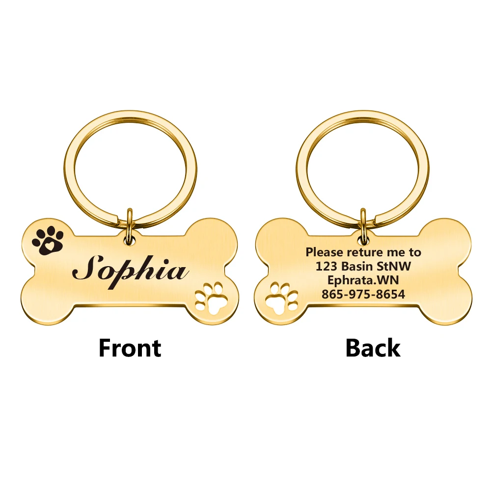 1pc Romantic footprint Customized Text Cat Dog ID Tag Name with Cute Symbols  Customized Dog Collar With Name For Pets