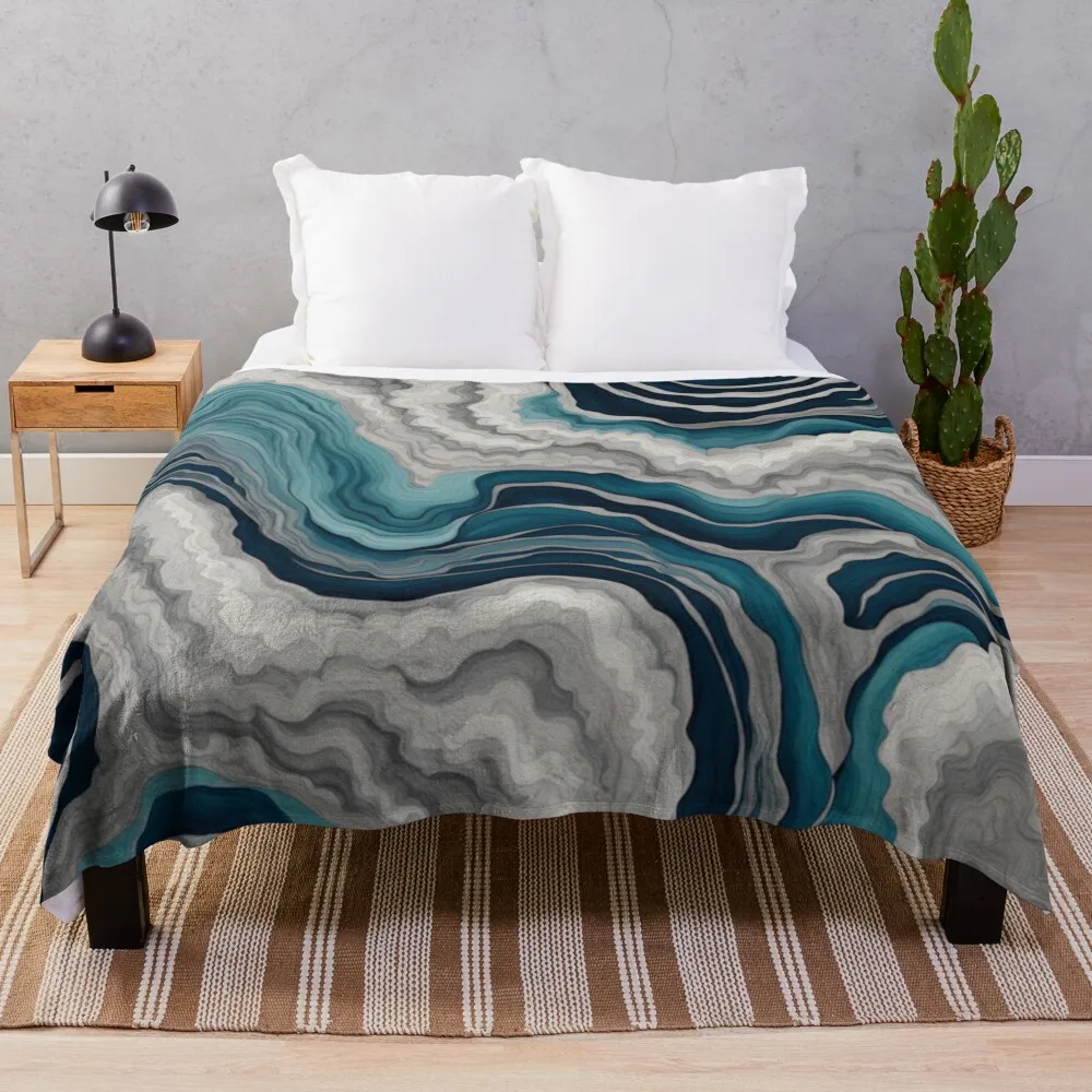 Ocean Waves Geode Pattern Throw Blanket Luxury For Baby Decorative Throw Blankets