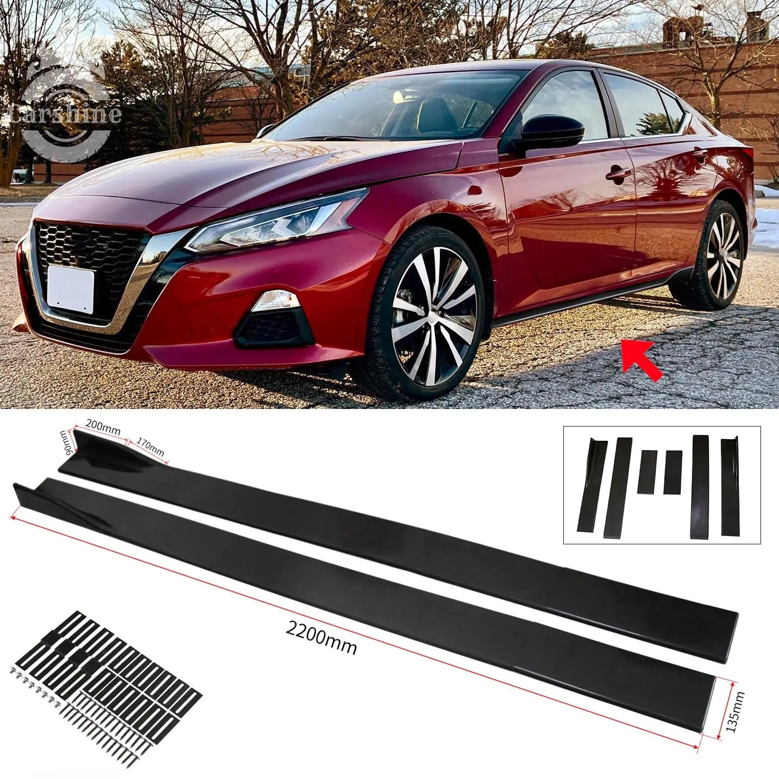 

Для Nissan Altima 2019-2024 глянцевая боковая юбка разветвитель рокерная панель разветвитель губа