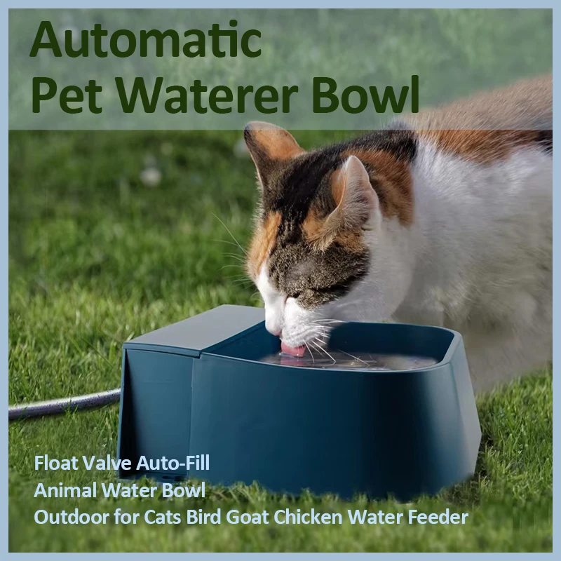 

2L High-Capacity Automatic Pet Waterer Bowl Float Valve Auto-Fill Animal Water Bowl Outdoor Cats Bird Goat Chicken Water Feeder