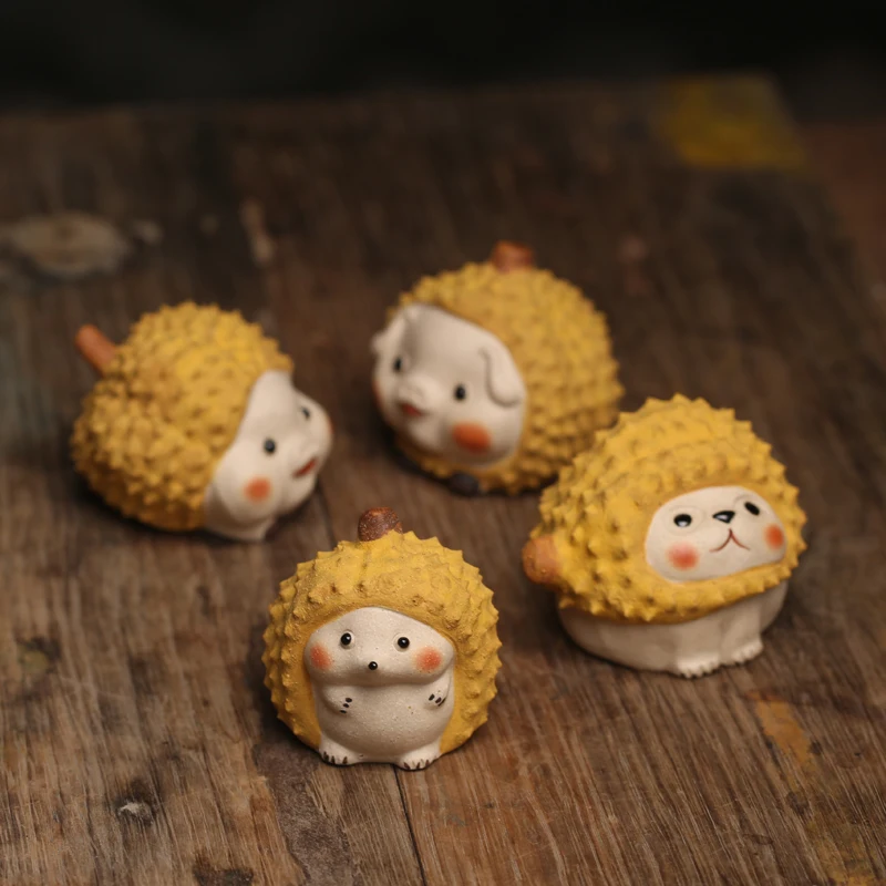 Creative Durian Pig, Hedgehog, Cat Pet, Cute Tea Play, Yixing Purple Clay Pot Lid Set