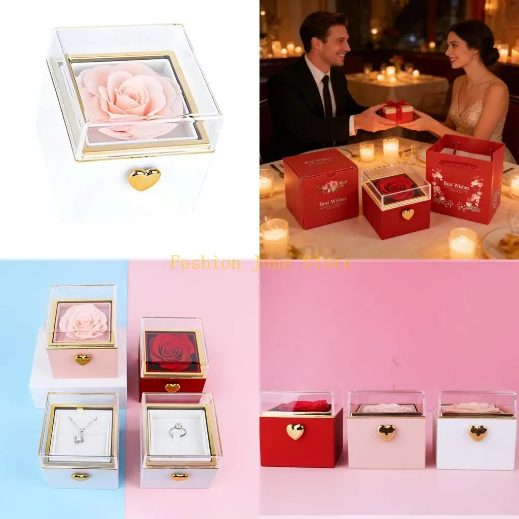 N5KA Unique Mechanism Rings Storage Case Suitable for Engagement and Anniversary