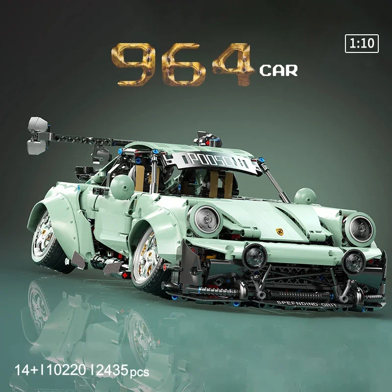 2435 pçs técnico moc 10220 pr 946 esporte 1:8 escala retro carro roadster modelo blocos de construção tijolo brinquedos para crianças meninos presente