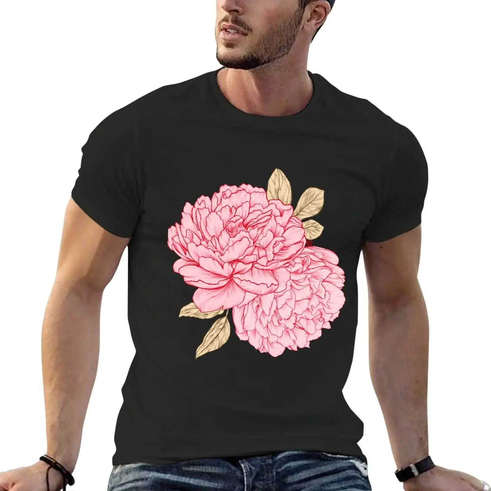 

Pink Peonies T-Shirt funnys summer clothes mens clothing