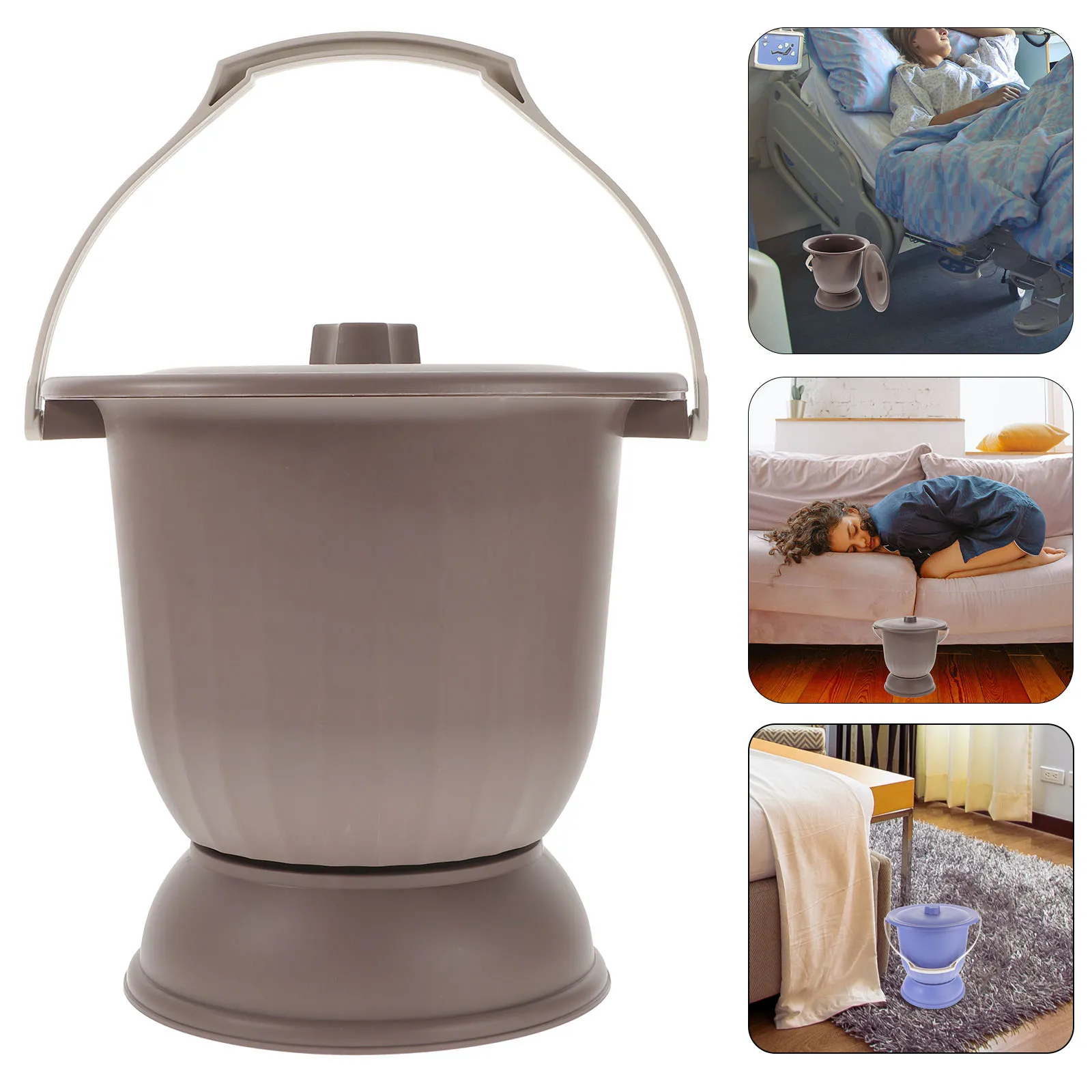 

Пластиковый прикроватный горшок с крышкой, легкий, с высоким основанием, для пожилых людей, портативный, для ночного использования, с защитой от запаха