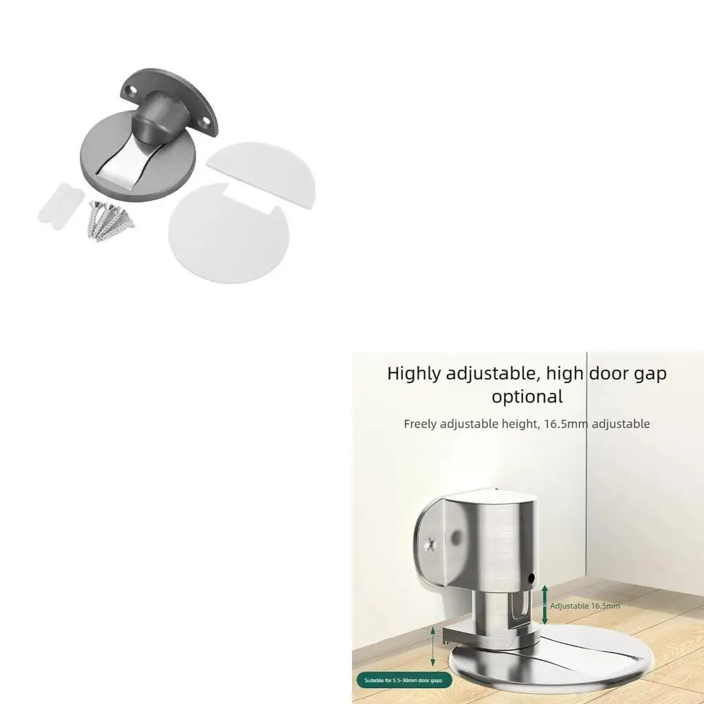 

Strong Aluminum Door Stoppers Adjustable Height Windproof Quiet Buffer Holder
