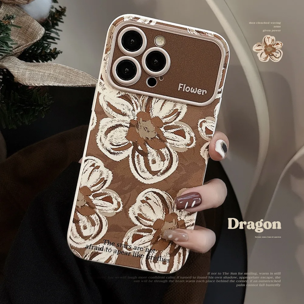 Luxuriöse Blumen-Handyhülle mit großem Fenster für iPhone 16e 15 14 13 12 11 Pro Max XS XR X 7 8 Plus, stoßfeste Schutzhülle