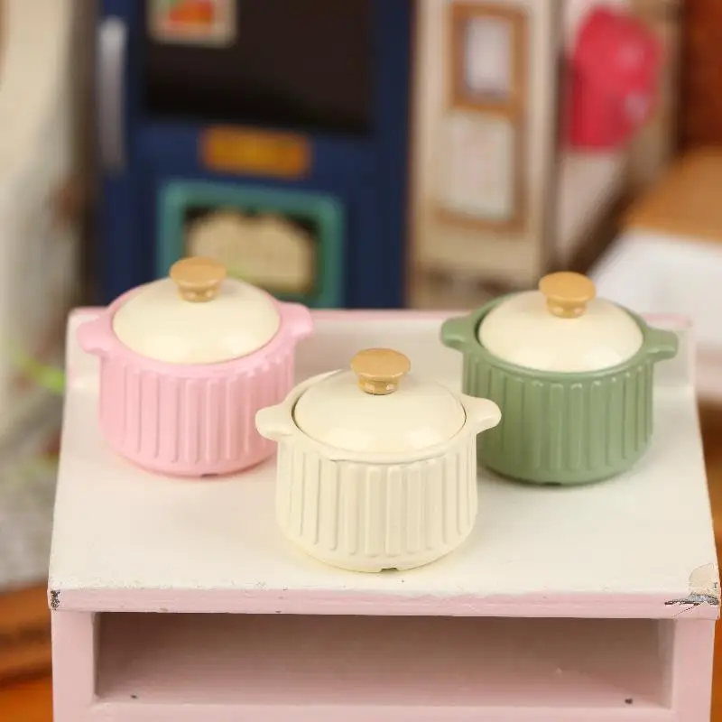 1/12 Miniatuur Poppenhuis Keuken Boterkleurige Soeppan Model Poppenhuis Keukengerei Decoratie Poppenhuis Micro Scène Ornament