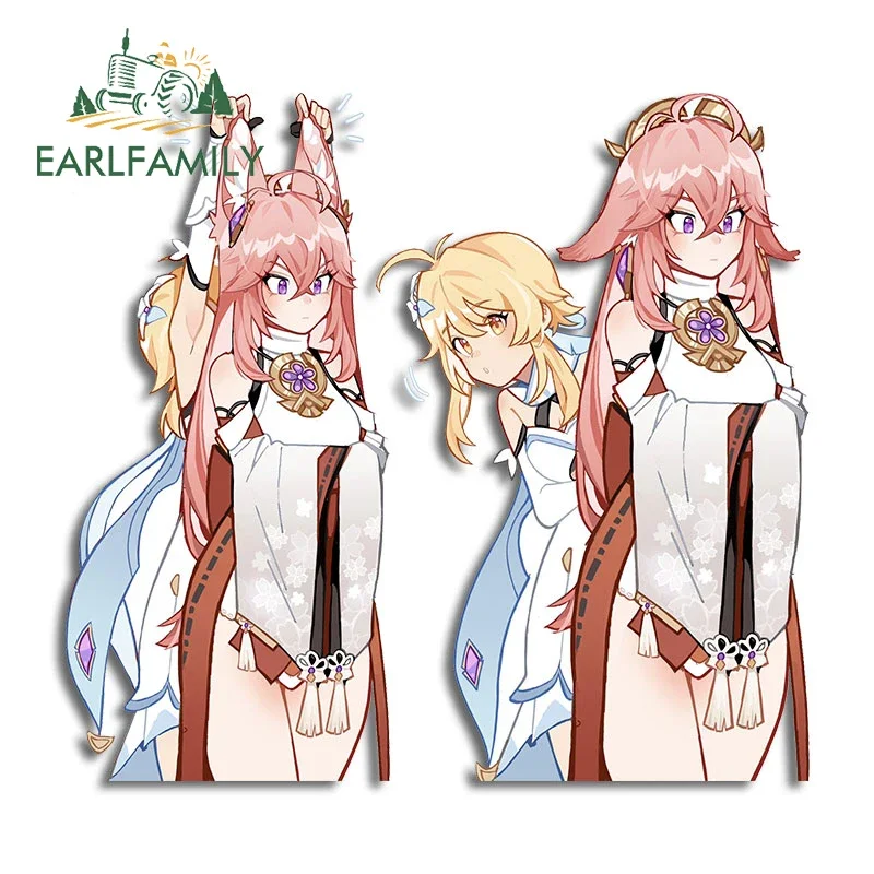 EARLFAMILY 13cm Genshin Impact Funny Cute Car Stickers Vinyl Personality Decals Fashionable Windows Vehicle Car Styling