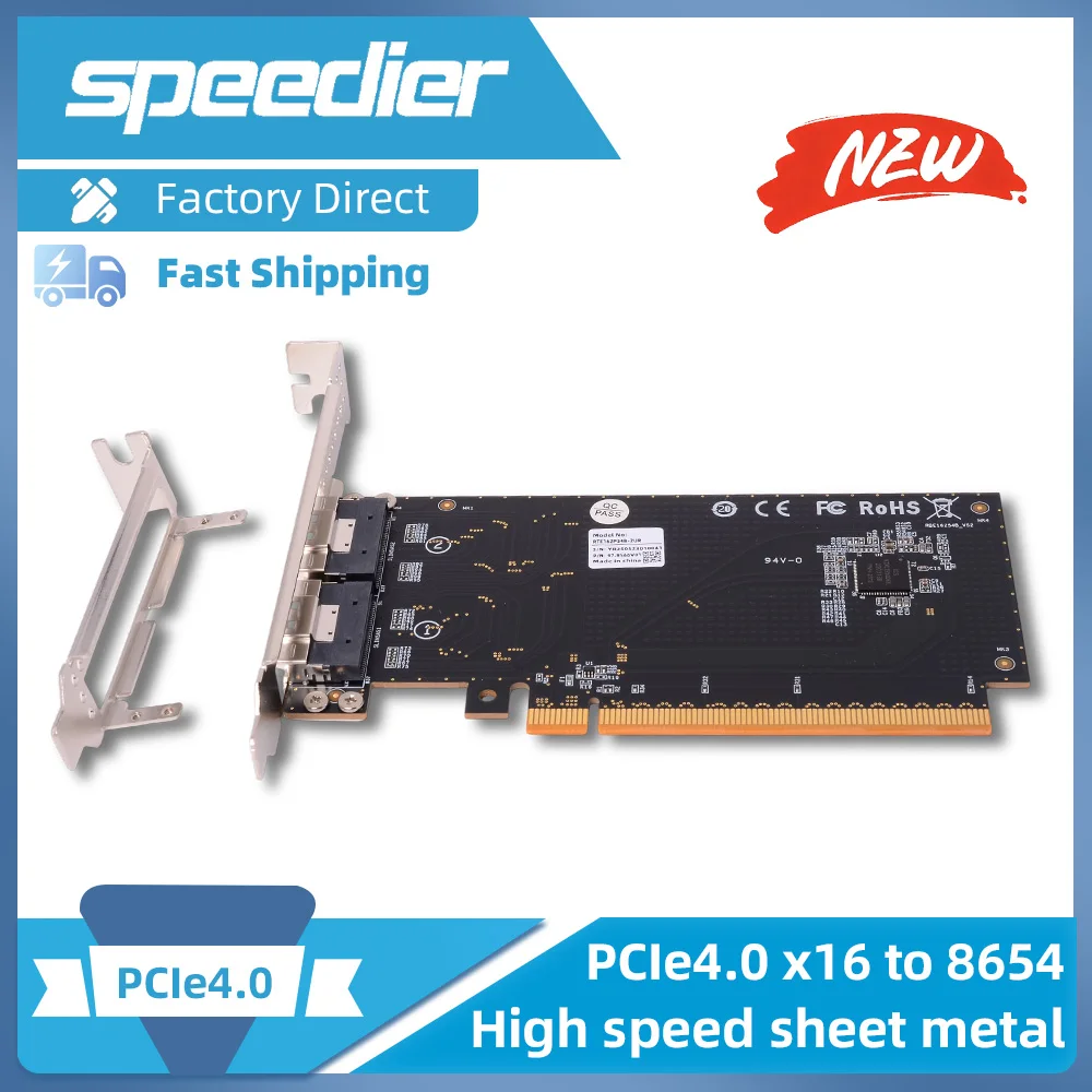 

Single-slot GPU Graphics Card PCIe4.0 X16 To SlimSAS 8654 Backplane External Split Card SFF-8654 Male-to-male Extension Cable