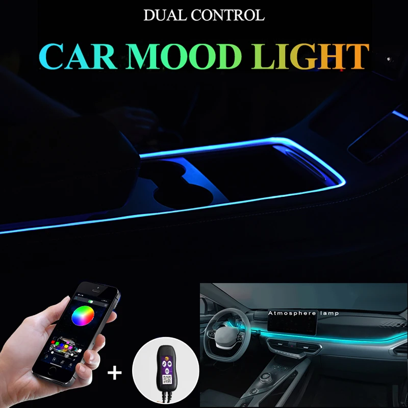 

Car Interior Lights 64 Colors Multiple Modes Sound Control Decorative Ambient Lamp USB Optical Fiber Neon Atmosphere Light Strip