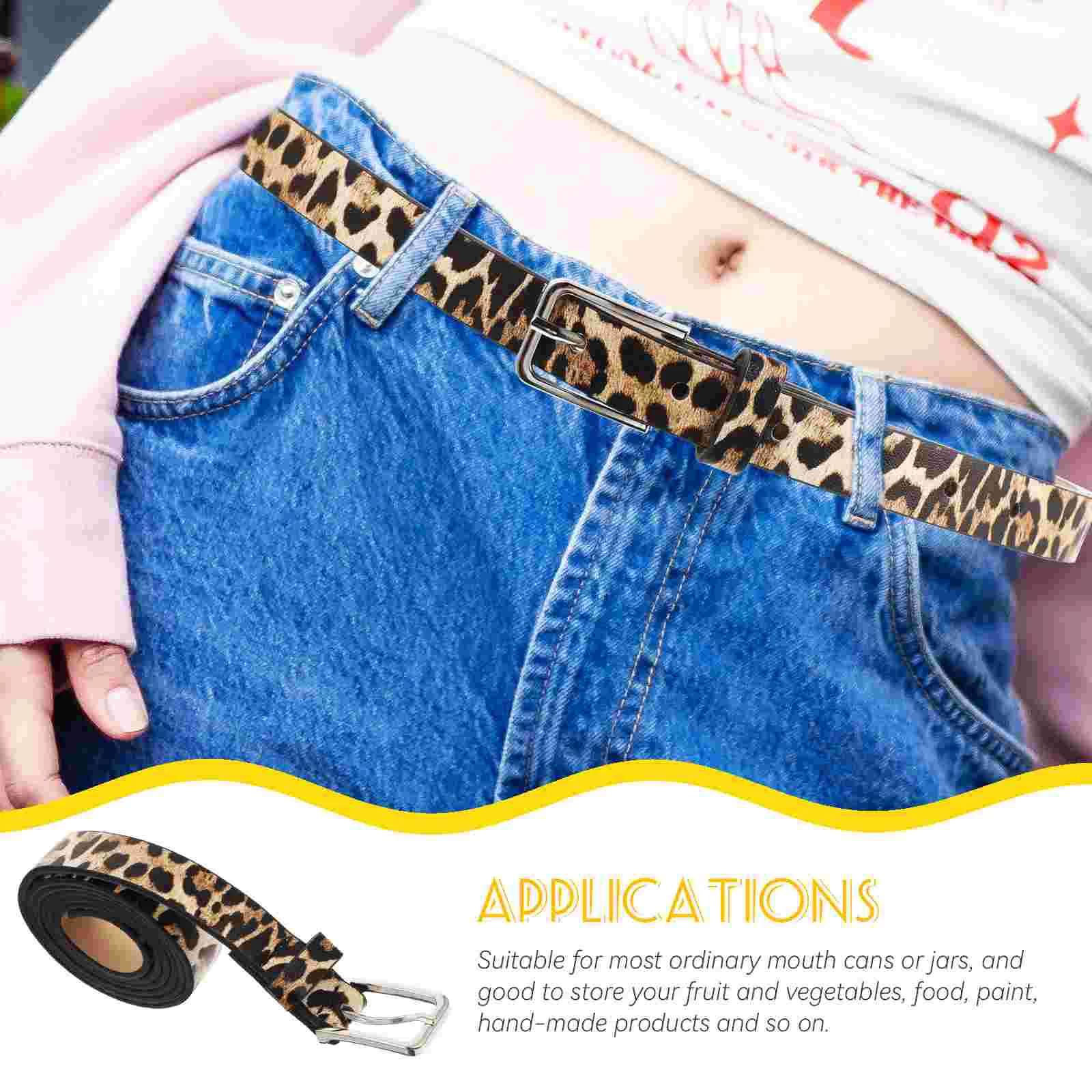 Leopard Print Belt Pu Belts Daily Wear Women for Jeans Pants Stylish Accessory