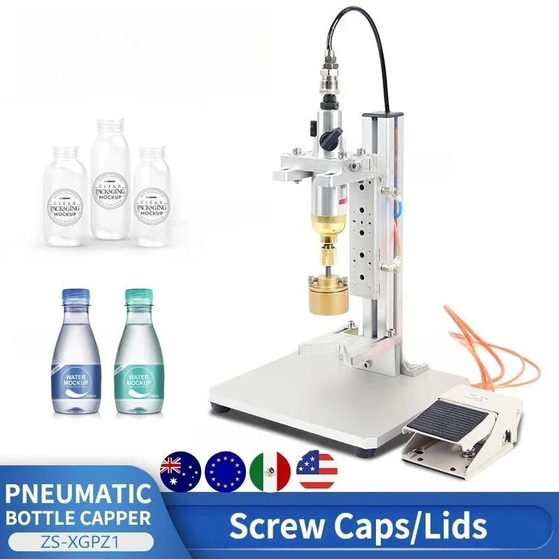 

ZS-XGPZ1 Pneumatic 10-50mm Cap Capping Machine Bottle Screw Lids Tabletop Portable Packaging Small Business